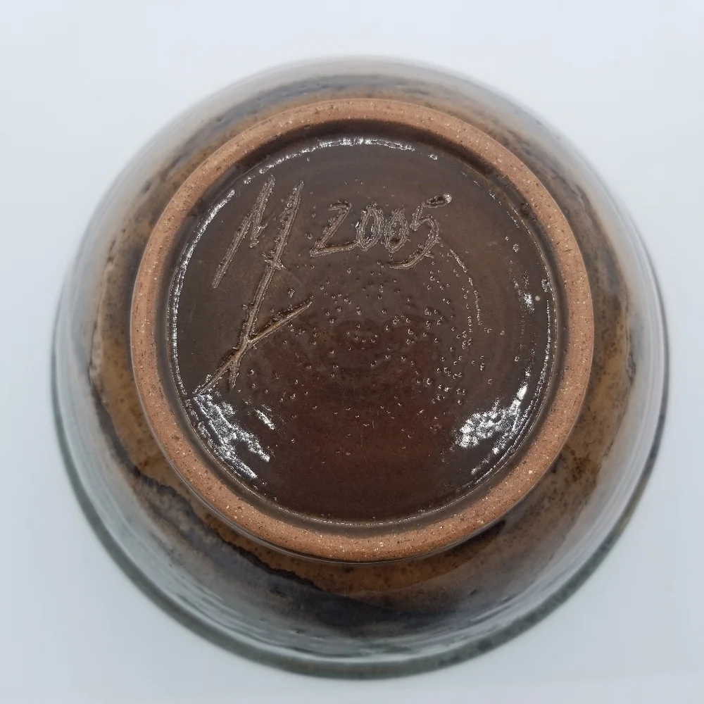Glazed Pottery Bowl Signed MX 2005